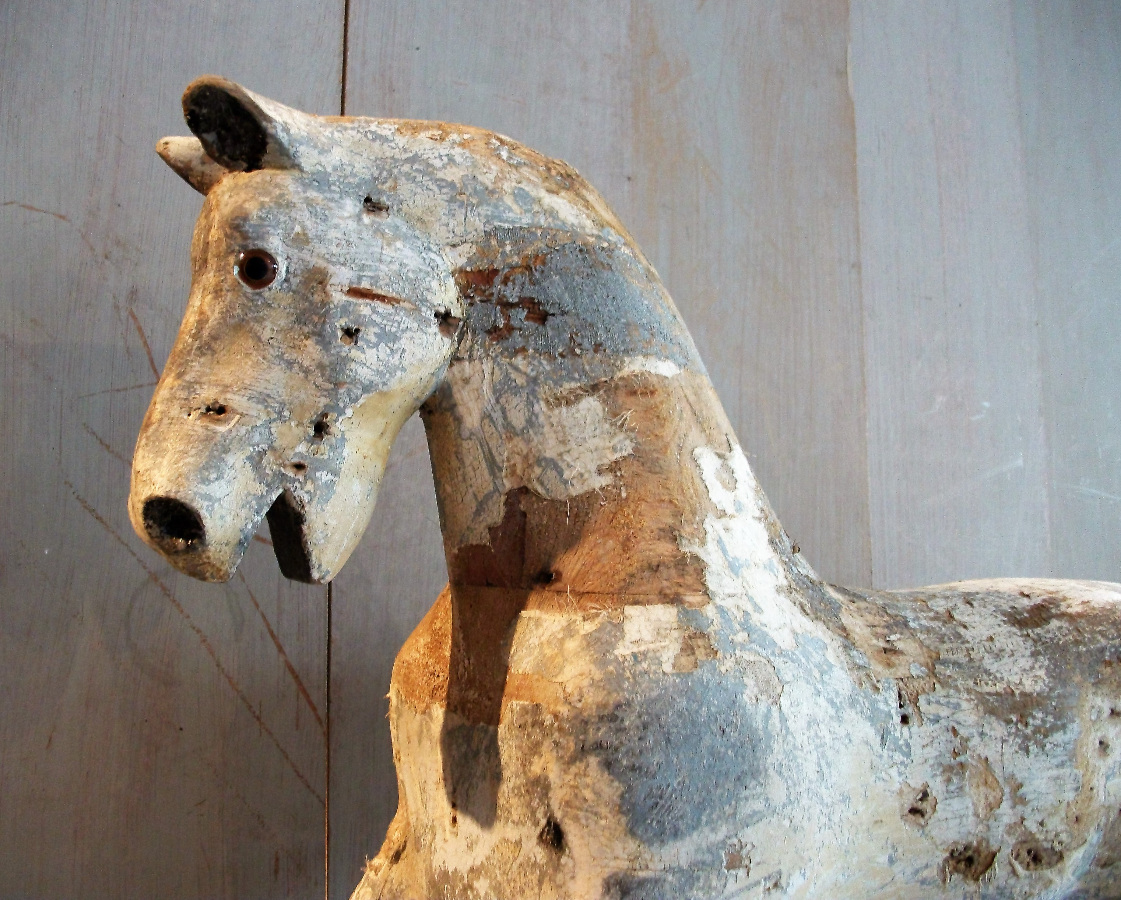 wooden rocking horse head
